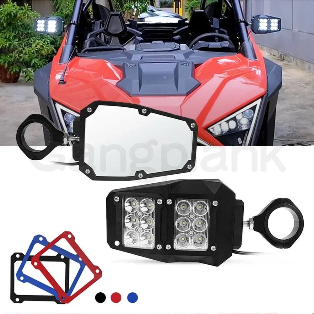 All-terrain Vehicle UTV/ATV Three-color Frame 1.75 Inch 2 Inch Reflector Mirror with Light Rearview Mirror Light Combination Set