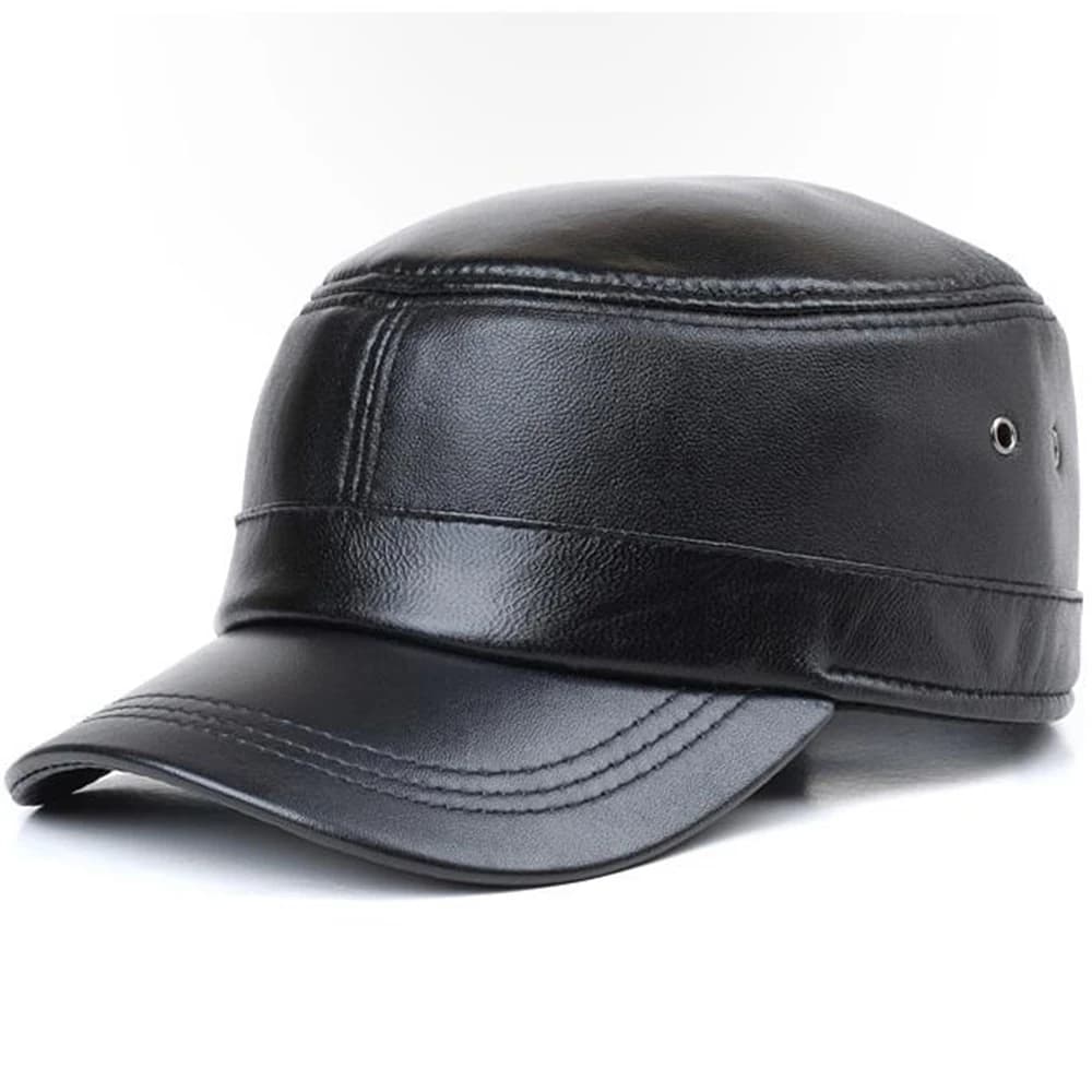 Man Autumn 100% Genuine Leather Baseball Cap Male Spring Hot Sale 100% Sheepskin Hats Men Spring Adjustable