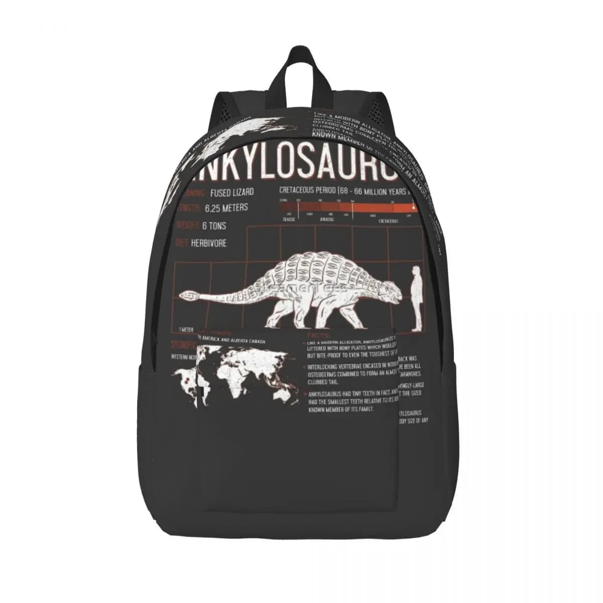 Ankylosaurus Dinosaur Facts Science Backpack for Men Women Teenage Student Hiking Travel Daypack Jurassic Dino Laptop Canvas Bag