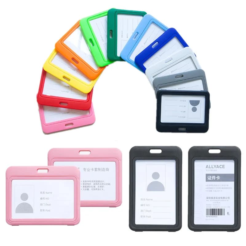 2pcs/set Double-sided Badge Holder Pass Work Card Cover ID Tag Working Permit Case for Staff Workers ID Credit Card Protector