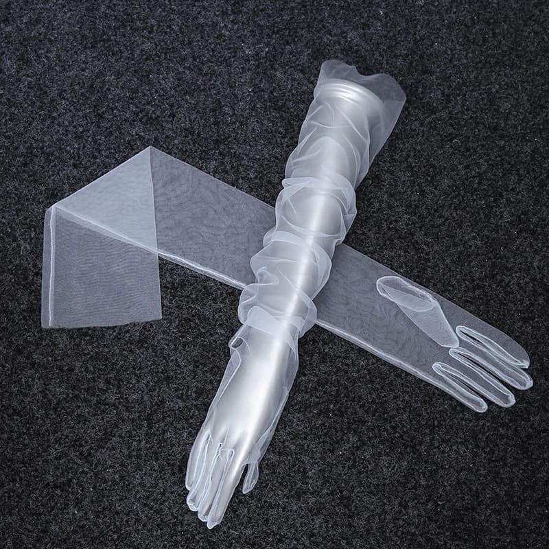 Candy Color Long Gloves Lace Mesh Ultra-thin and Ultra-long Dress Wedding Dress Gloves