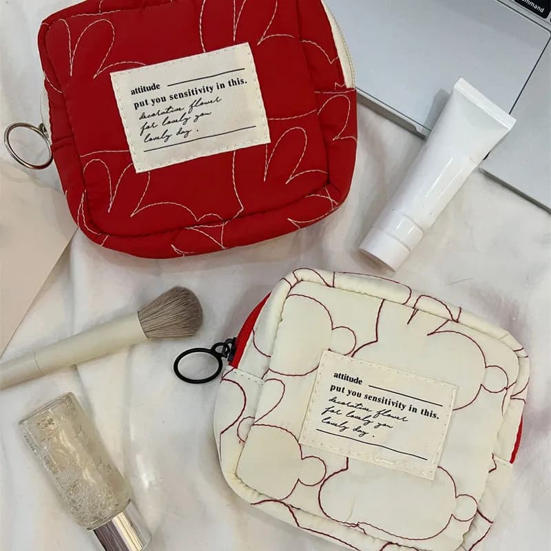 Quilting Rabbit Sanitary Napkin Pad Storage Bags Outdoor Carrying Portable Mini Lipstick Coin Money Card Key Holder Bags Case