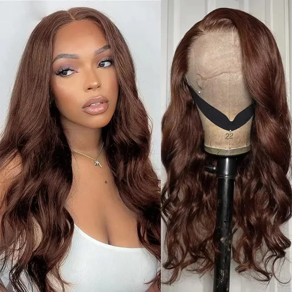 Chocolate Brown Lace Wig Colored 13x6 Lace Frontal Wigs Human Hair Brazilian Remy Transparent Lace Front For Women Pre Plucked