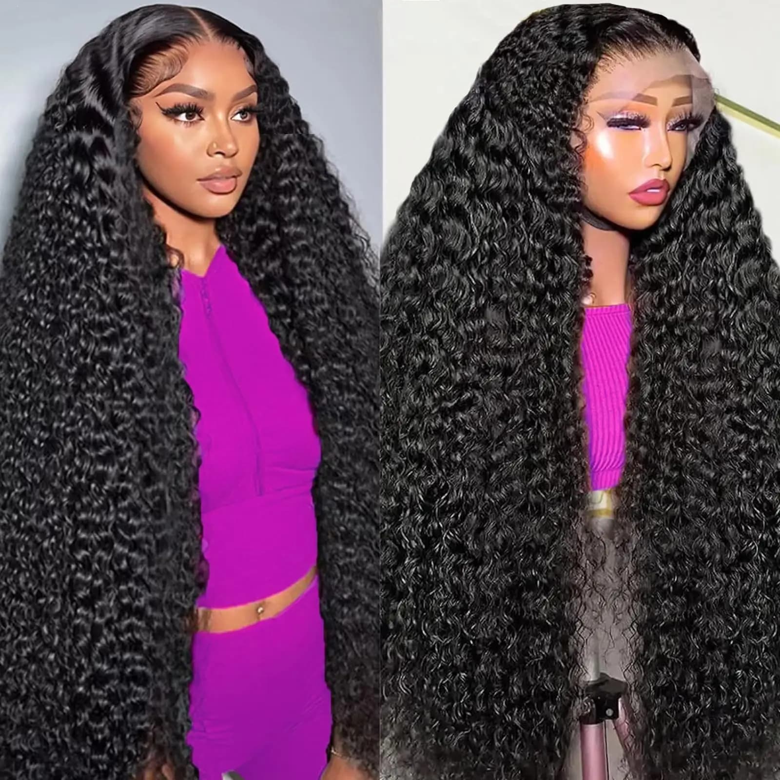 250 Density 13x6 Hd Transparent Deep Wave Lace Frontal Wig Brazilian Water Wave Curly Lace Front Wigs 100% Human Hair 30 40In