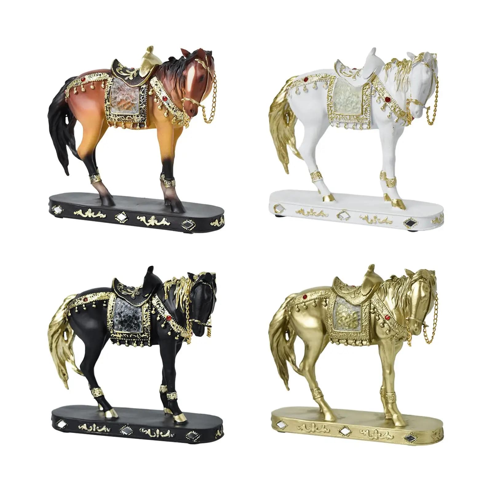 Horse Statue Decor Desk Decoration Birthday Gift Collection Creative Resin Sculpture for Home Study Office Cabinet Bookshelf