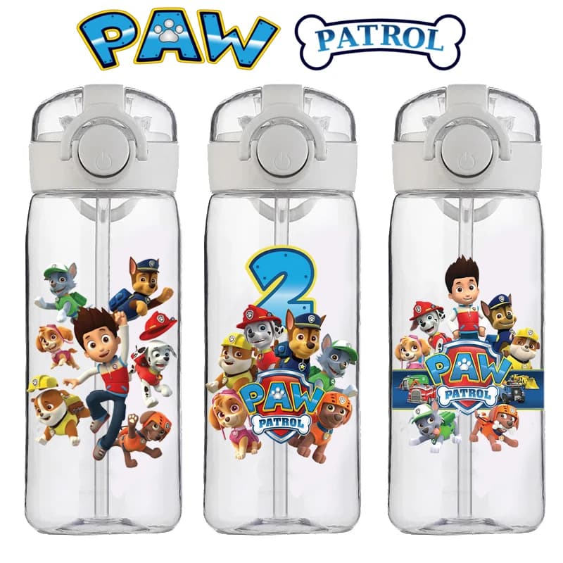 PAW Patrol Chase Cup Clear Brand High Quality Water Bottle Outdoor Sport Leak Proof Plastic School Water Bottle for Kids 400ML