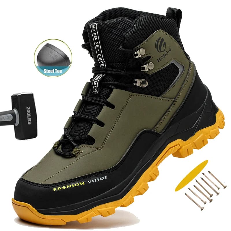 Waterproof Safety Boots Men Steel Toe Work Boots Anti-smash Stab-resistant Indestructible Protective Shoes Comfortable Mens Boot