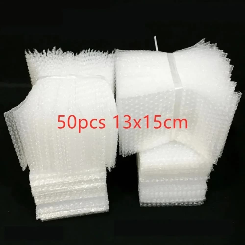 50pcs 13x15cm Plastic Wrap Envelope White Bubble Packing Bags PE Clear Shockproof Packaging Bag Double Film Bubble Bag