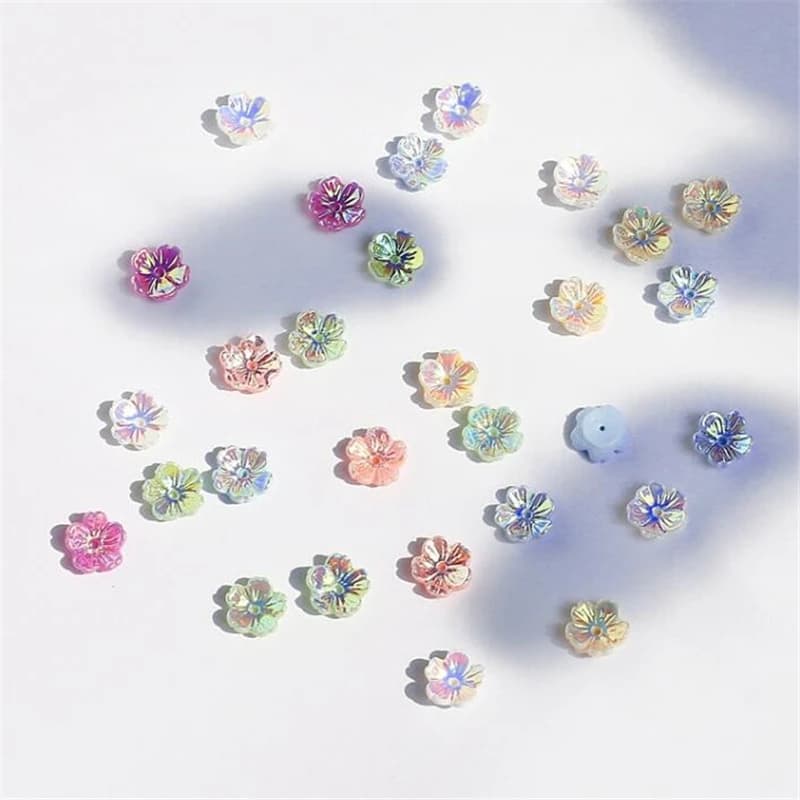 New Retro 8MM Resin Flower Beads Torus Charm Connectors Acrylic Spacer Beads Diy Earrings Hair Garment Jewelry Making Acessories