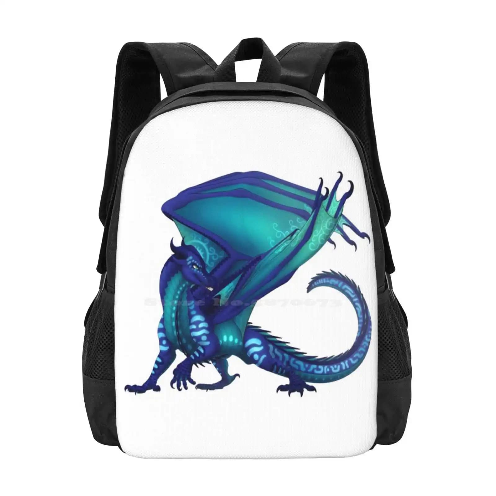 Tsunami The Seawing Teen College Student Backpack Pattern Design Bags Tsunami Seawing Dragon Wings Of Fire