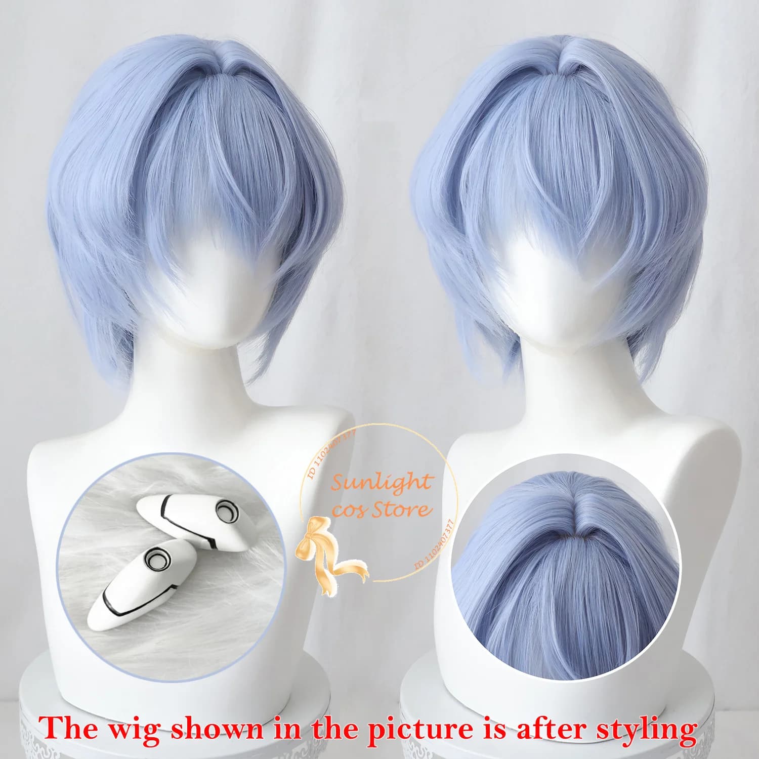 Ayanami Rei Cosplay Wig 30cm Short Blue Rei Ayanami Anime Cos Wigs Heat Resistant Synthetic Hair Halloween EVA Wig + Wig Cap