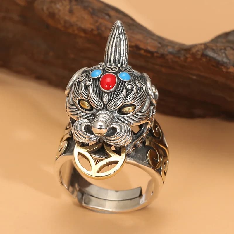 s925 sterling silver men's retro personality hipster domineering ring open Thailand silver ring