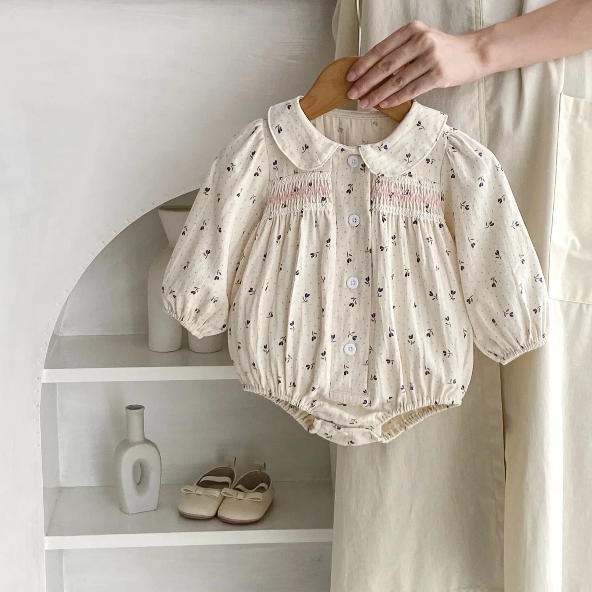 Baby Clothes Cotton 2024 Autumn New Fashionable Girls Long-sleeved Flower Print Princess Long Sleeve Girls Casual Romper