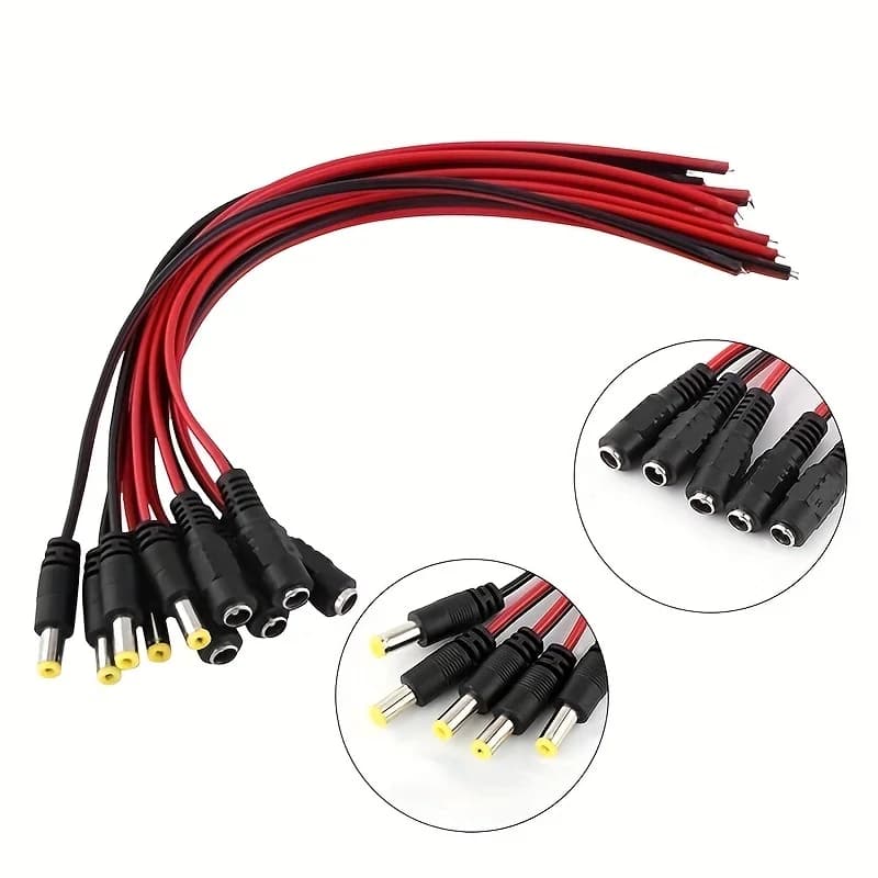 20Pcs 5.5 X 2.1mm Male Female Plug 12V Dc Power Pigtail Cable Jack for Cctv Camera Connector Tail Extension 12V DC Wire