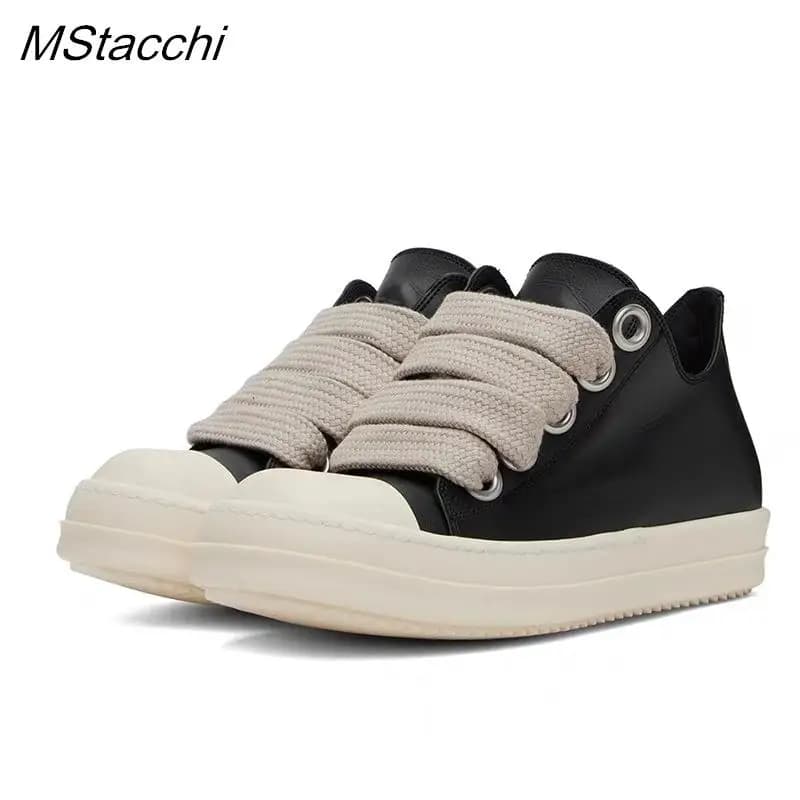 Men's Women Platform Sneakers Black Leather Zipper Lace Up Casual Shoes Thick Bottom Sneakers Large Size Chaussure Femme 2025
