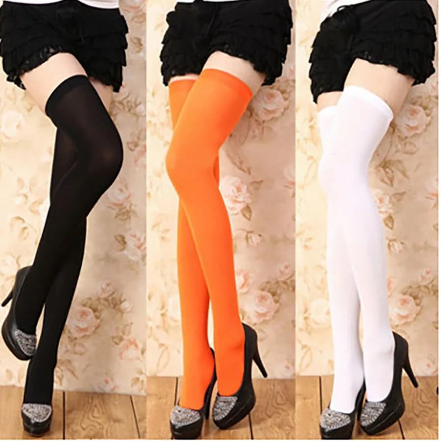 Women sexy long socks lace over knee thigh velvet stocking transparent pantyhose tight silk college style PR215