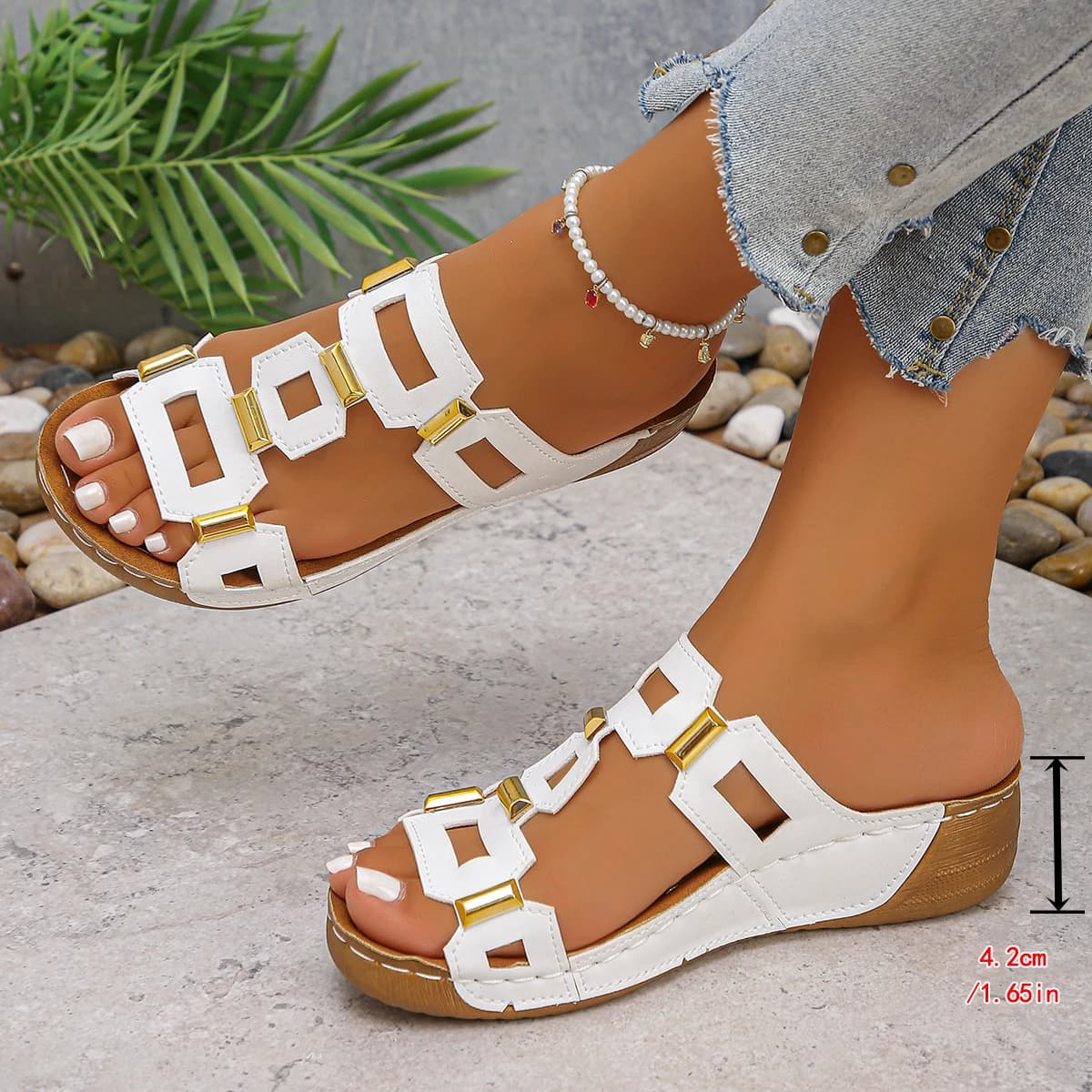 Large Size Roman Style Women's Sandals Open Toe Beach Slippers Summer Wedges Comfortable Outdoor Slip-On Shoes for Women
