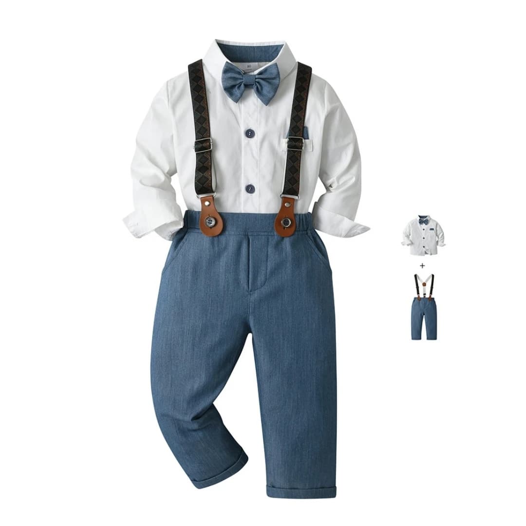 Formal Gentleman Outfit for Kid Boys Spring Autumn Long Sleeve Baby Cotton Set Toddler Boutique Birthday Party Clothing Suit