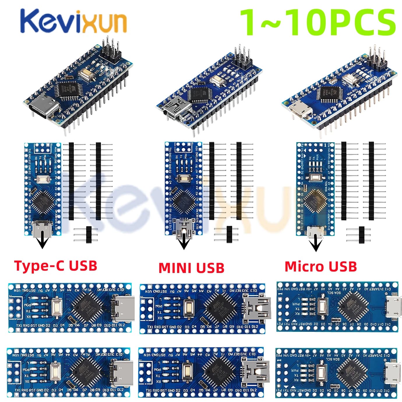 Mini / Type-C / Micro USB Nano 3.0 With the bootloader compatible Nano controller for arduino CH340 USB driver 16Mhz ATMEGA328P