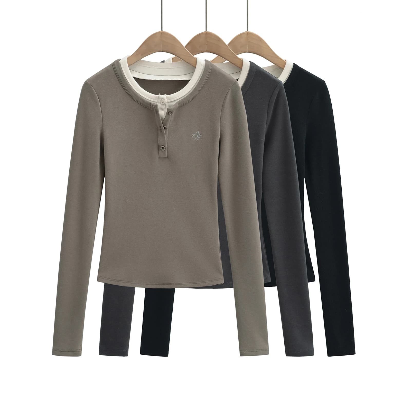 Sexy long sleeve top white korean fashion y2k top cropped fake 2 pieces Fall outfits women t shirts button up crop tops black