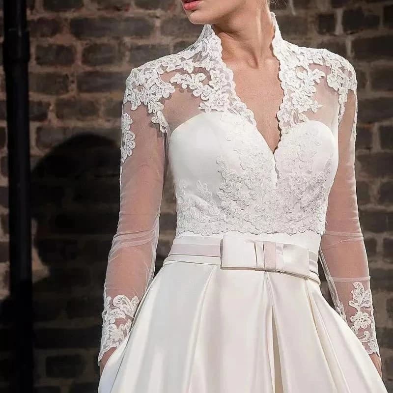 Long Sleeves Wedding Jacket Wrap Bridal Bolero Lace Top Bridal Wedding Shawl Bride Coat Wedding Accessories Custom Made