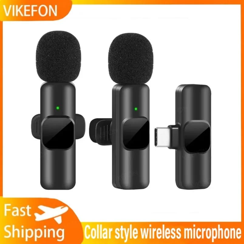 NEW Wireless Lavalier Microphone Audio Video Recording Mini Mic For iPhone Android Laptop Live Gaming Mobile Phone Microphone