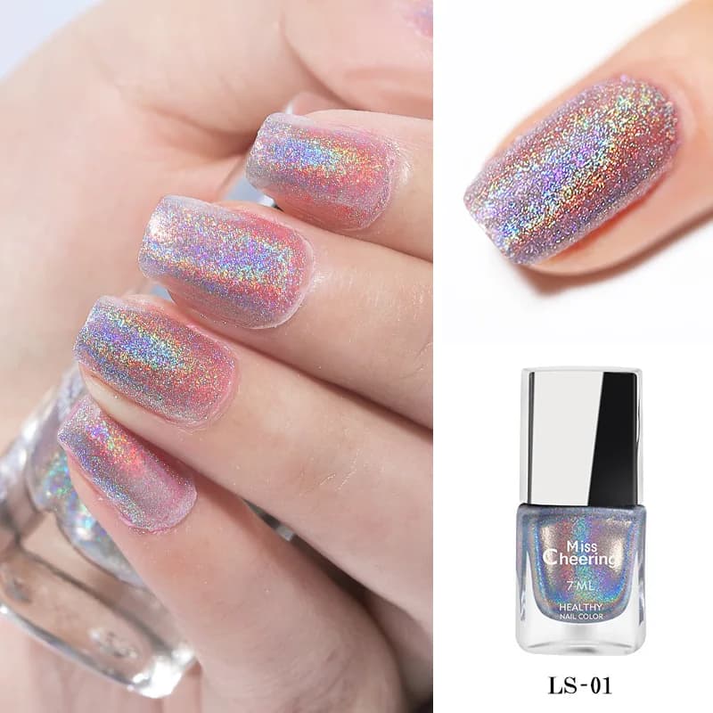 Nail Polish Rainbow Polish 7ml Laser Varnish Shining Glitter Nails 3-in-1 Water Based Nagel Kunst Lak No Cure