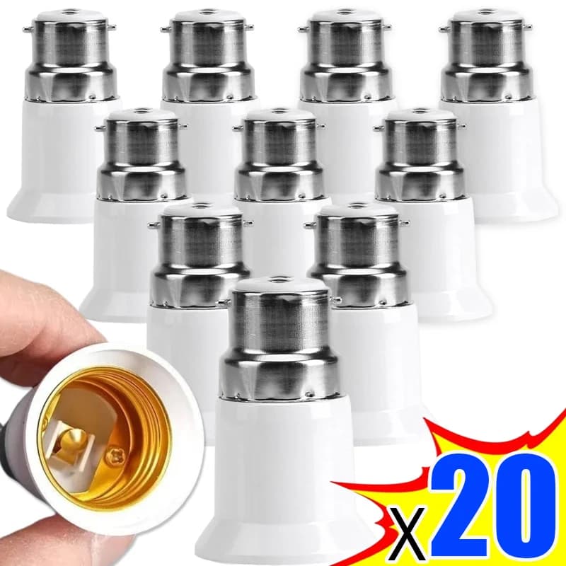 20/1PCS Lamp Sockets Converter B22 To E27 Adapter Conversion Bulb Holder Led Lamps Bulb Anti-burning Anti-aging Accessories