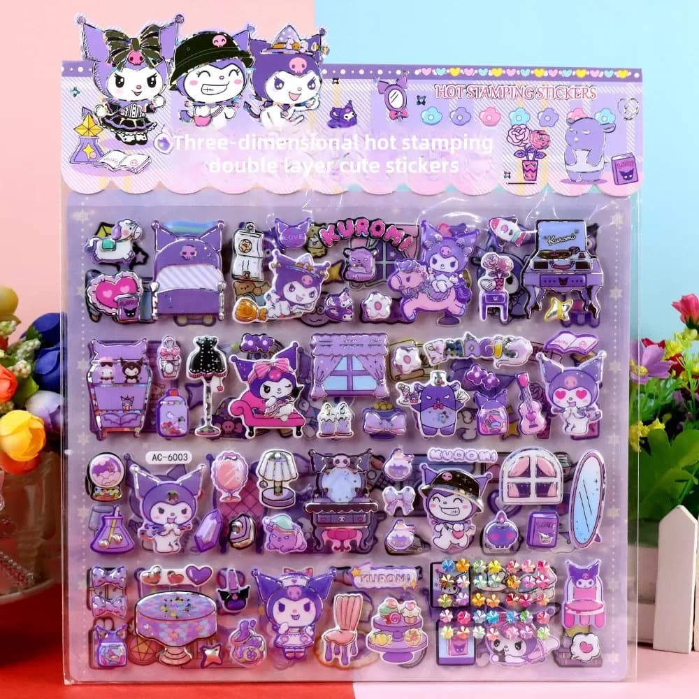 Sanrio Cartoon Double layered 3D Kuromi Melody Home Stickers Large Bubble Stickers