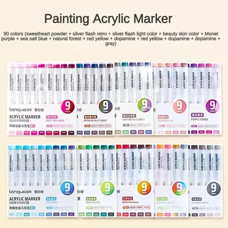 9/144 Colors Acrylic Paint Art Marker Pen DIY Painting Drawing for Card Ceramic Stone Mug Glass Fabric Clothes Art Supplies