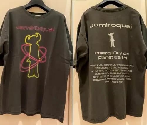 Jamiroquai Band graphic charcoal black short sleeved unisex T-shirt Harajuku retro hip-hop summer preferred cotton