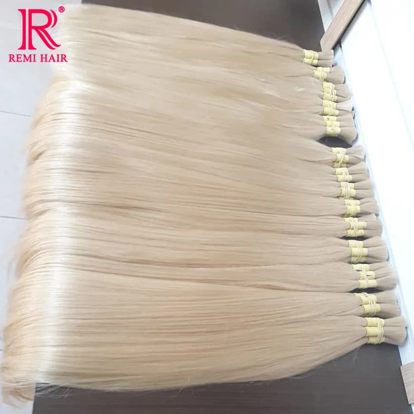 100% Real Human Hair Bulks 613 no Weft Honey Blond Hair Extensions Vietnamese Virgin Hair Straight Weaving Hair for Braiding