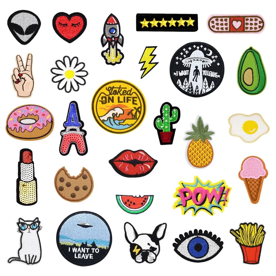 1 PCS Patches for Clothing Animal Foods UFO Badge Patch Iron On Stripes Clothes Jacket Backpack Embroidery Applique Accessories