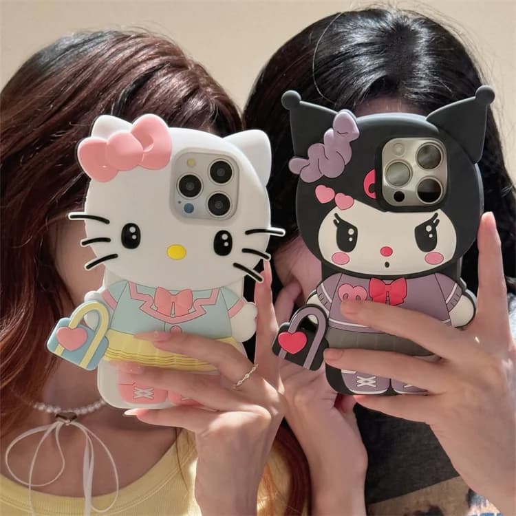 Handbag Hello Kitty Kuromi For iPhone 16 15 14 13 12 11 Pro Max Silicone Soft Cover Case