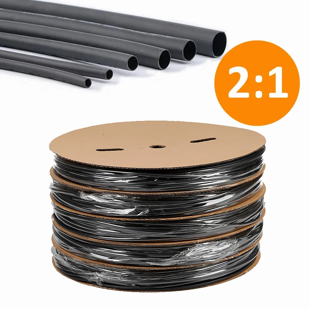 1/5/10/25M 2:1 Black 1 2 3 5 6 8 10mm Diameter Heat Shrink Heatshrink Tubing Tube Sleeving Wrap Wire Sell DIY Connector Repair