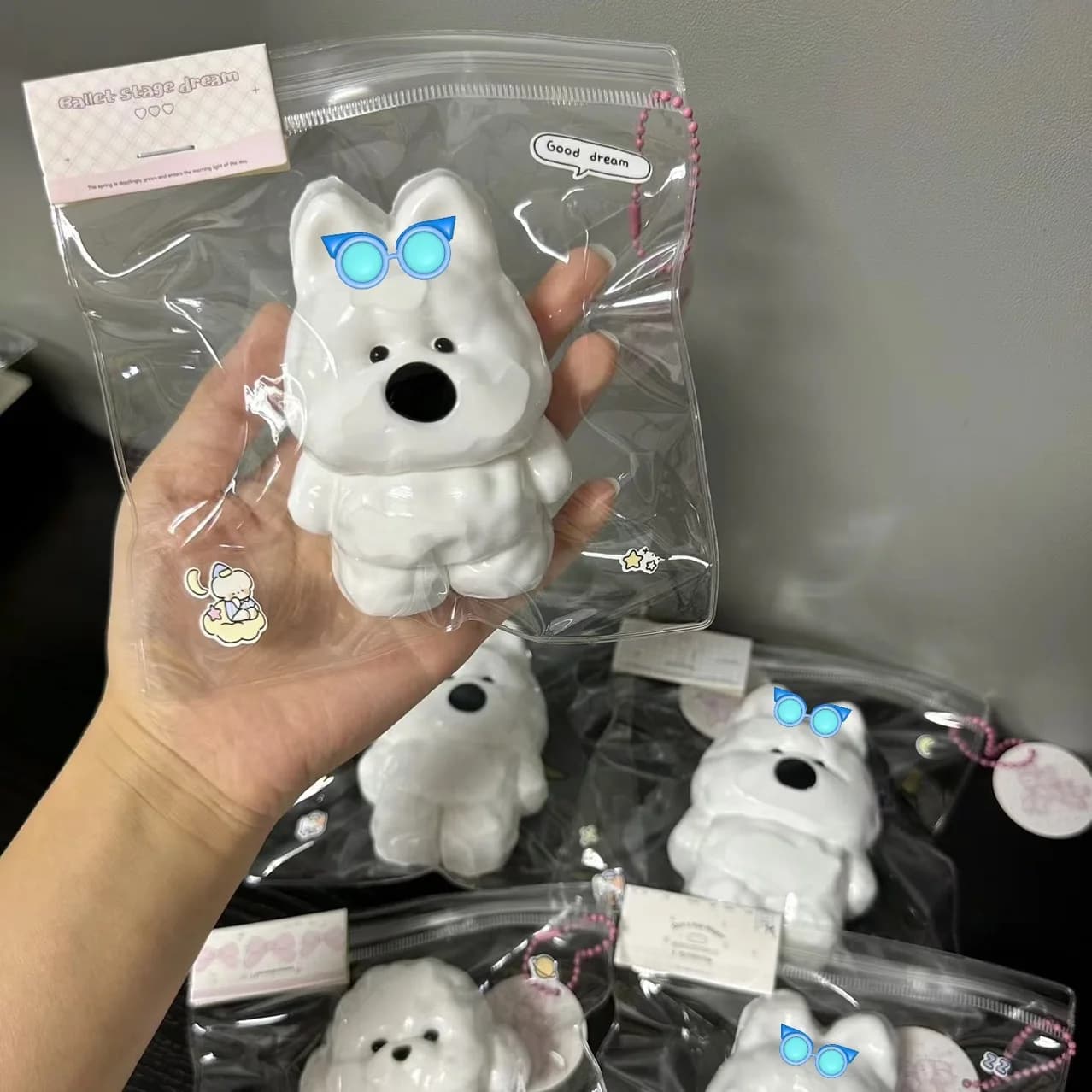 2024 New Cute Little White Dog Soft Q-bouncy Slow Rebound Toys Office Decompression Toys Cartoon Puppy Pinch Music Fidget Toy