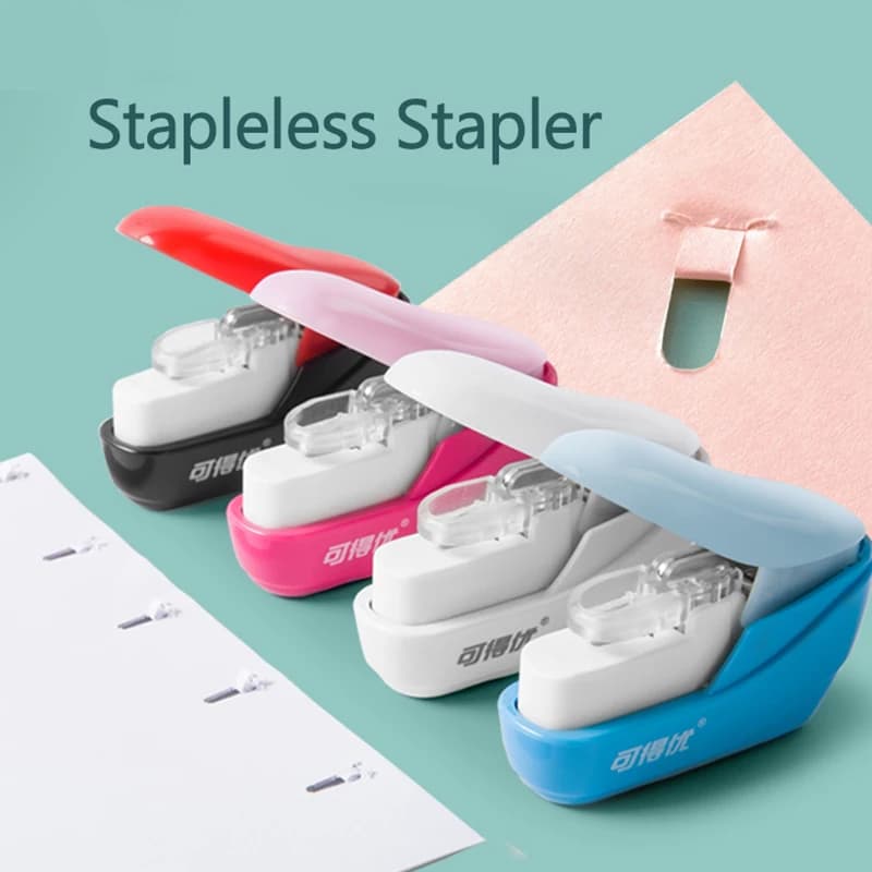 Book Paper Stapling Mini Portable Stapleless Stapler School Office Supplies