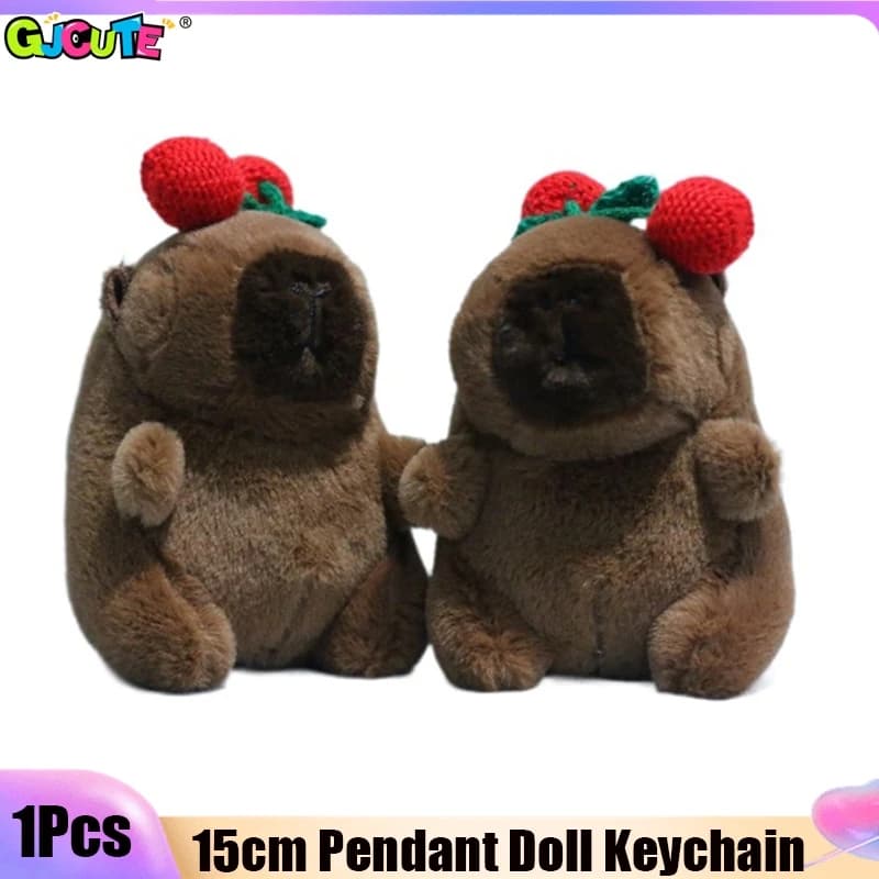 Cute Kapibara Plush Toy Cartoon Guinea Pig Pendant Soft Stuffed Doll Keychain Backpack Car Bag Key Ring Kid Gift