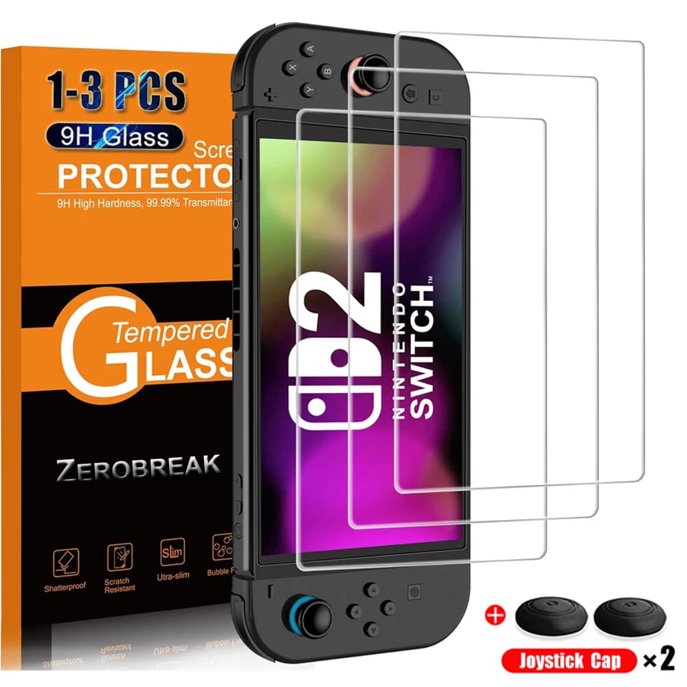 Screen Protector Tempered Glass For Switch Nintendo 2 With Joystick Cap Accessories Protector For Switch Nintendo 2