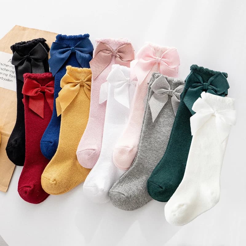 Baby Accessories Newborn Socks Mother Kids Children Stockings Bow Toddler Girl Princess Cotton Infant Mid-tube Sock Baby Clothes