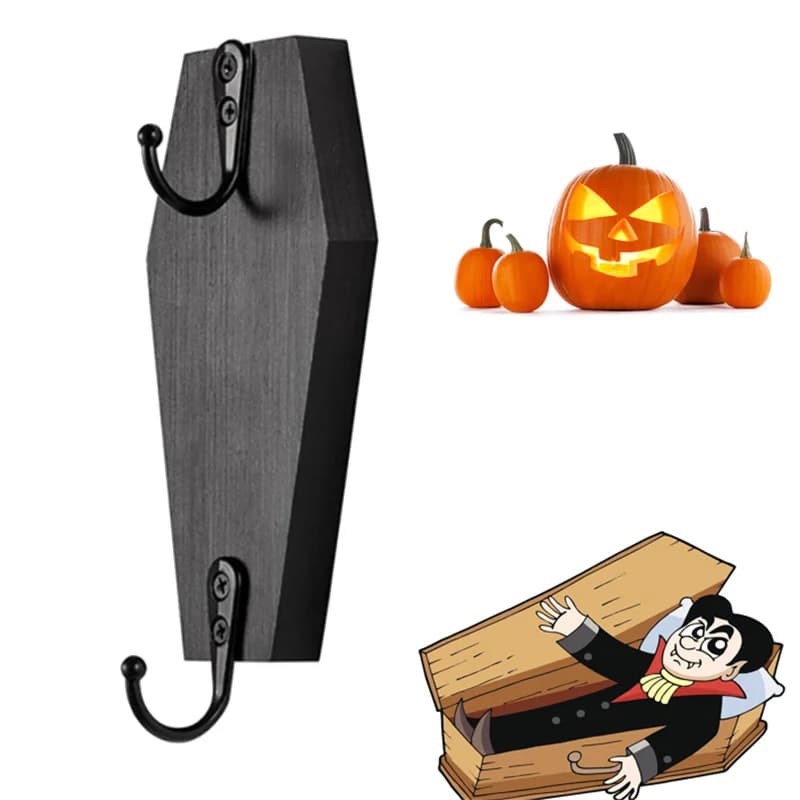 Halloween Coffin Wall Hook For Keys Coffin Wall Hook Black Wooden Hanger Gothic Home Decor For Keys Mugs Purse Towel Clothes
