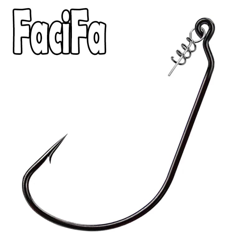 20 pcs Fishing Worm Hook with Spring Twist Lock For Soft Worm Lure Bass Barbed Carp Crank Fishing Hook