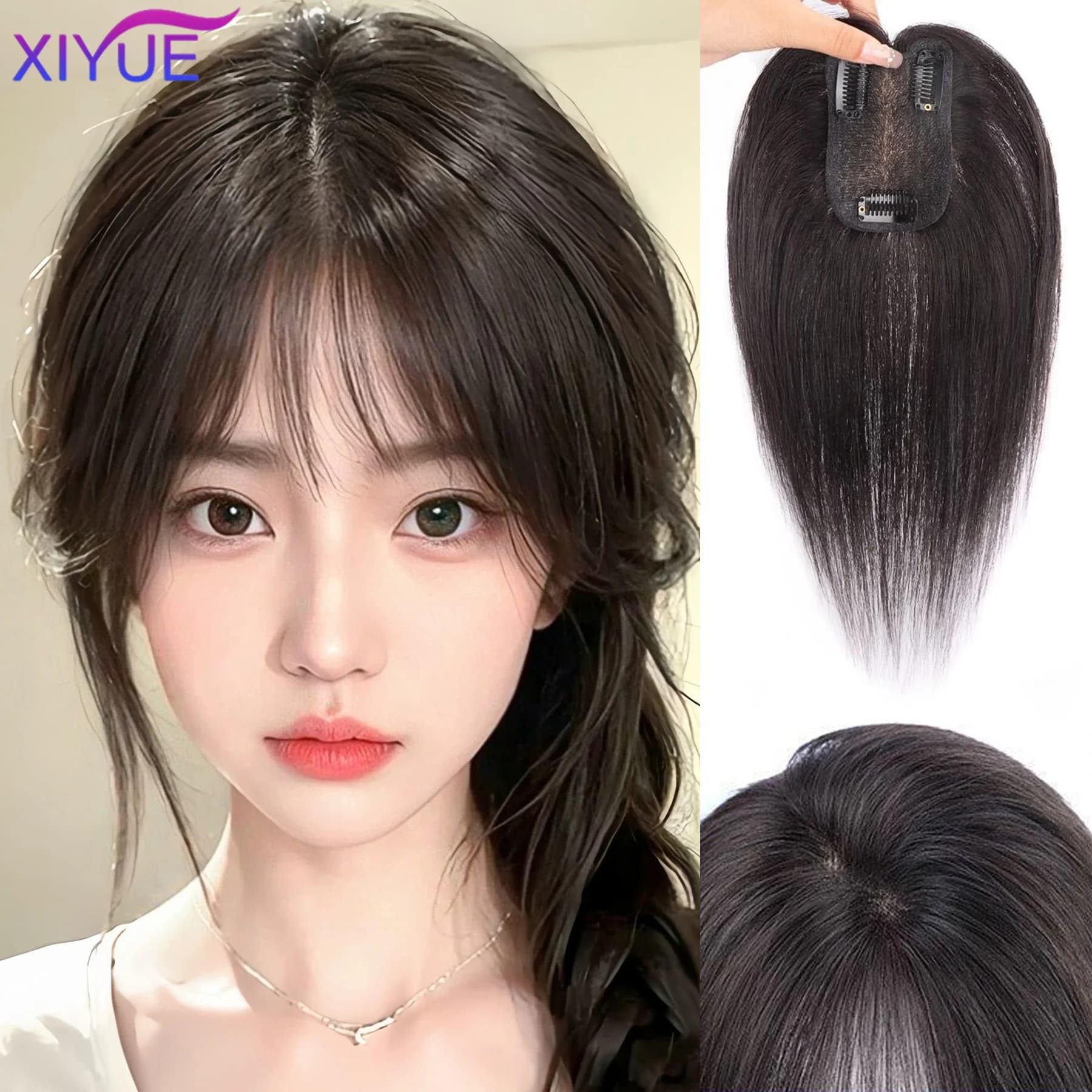 XIYUE Synthetic 3DAir Bangs Hair Clip-In Bangs Extension Fake Fringe Natural False Bang Topper Hairpiece Invisible Clourse Bang