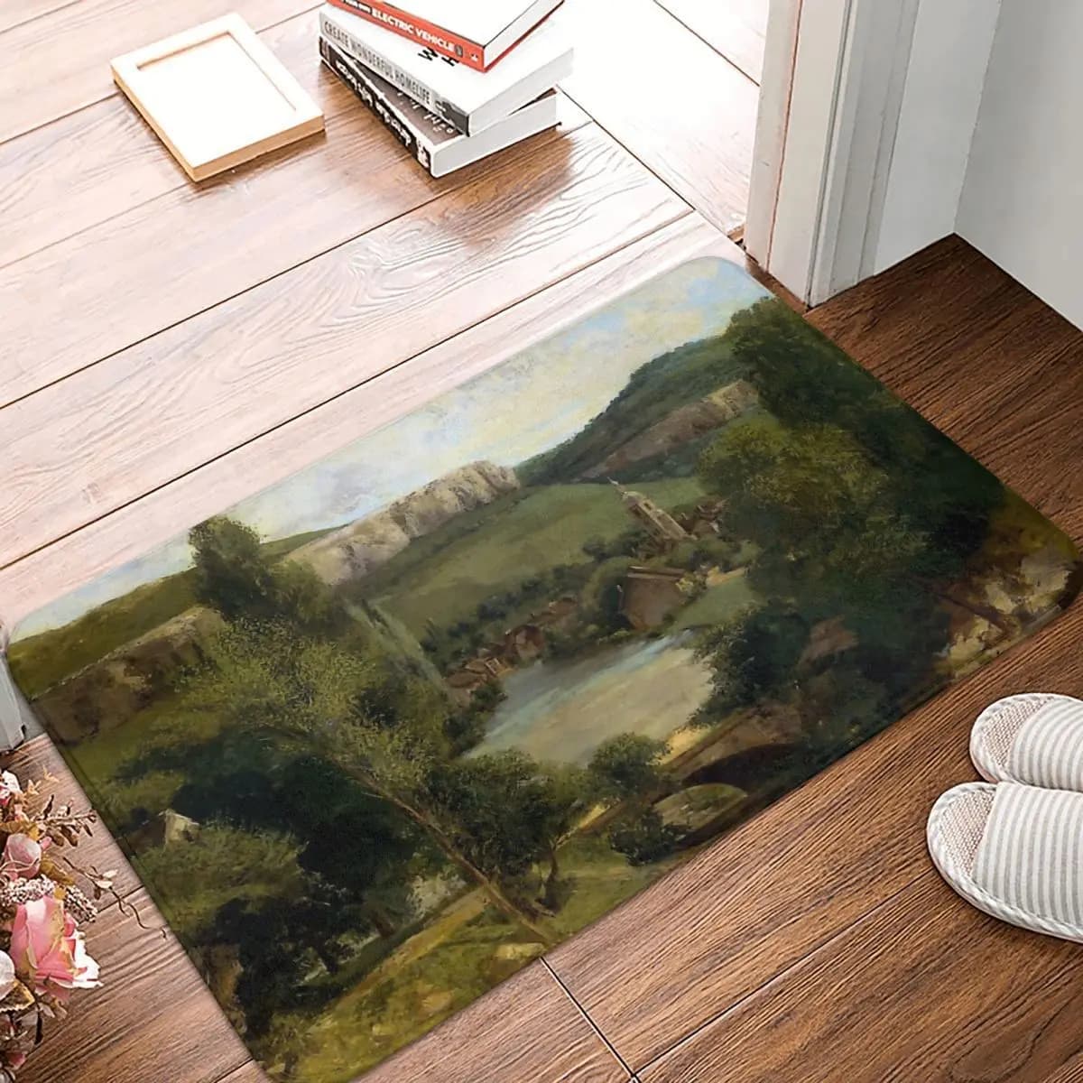 Gustave Courbet Non-slip Doormat View Of Ornans Bath Kitchen Mat Welcome Carpet Flannel Modern Decor