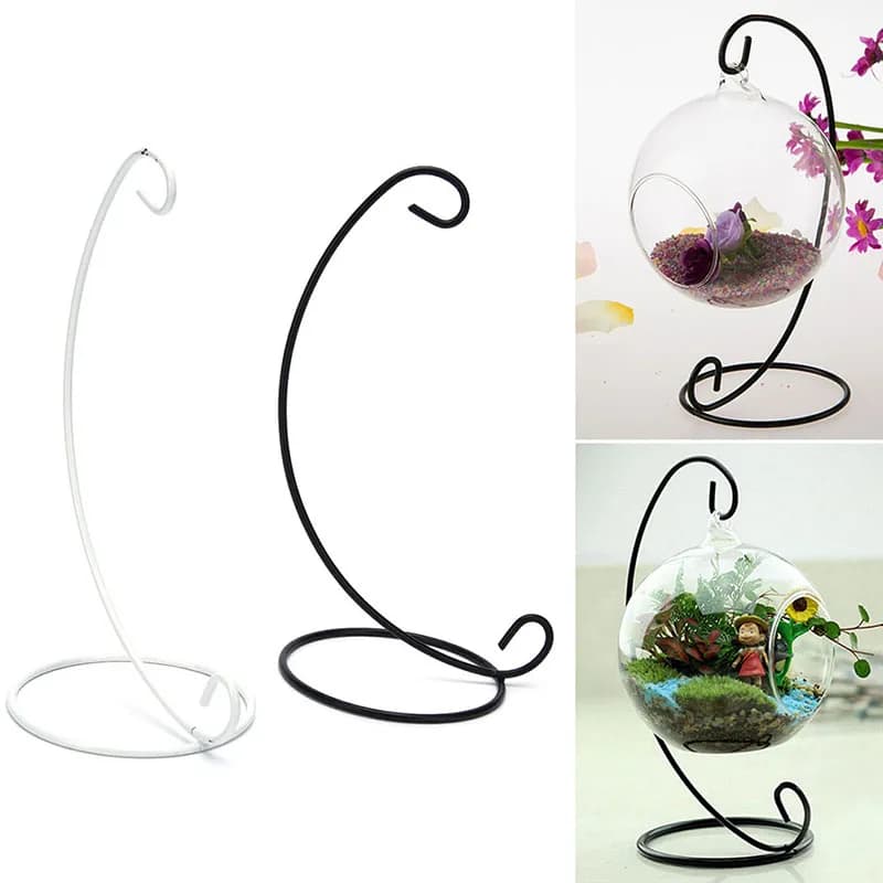 1PC Creative Iron Hanging Holder Plant Glass Vase Stand Weight Hanging Plant Glass Vase Terrarium Stand Holder Home Decoration