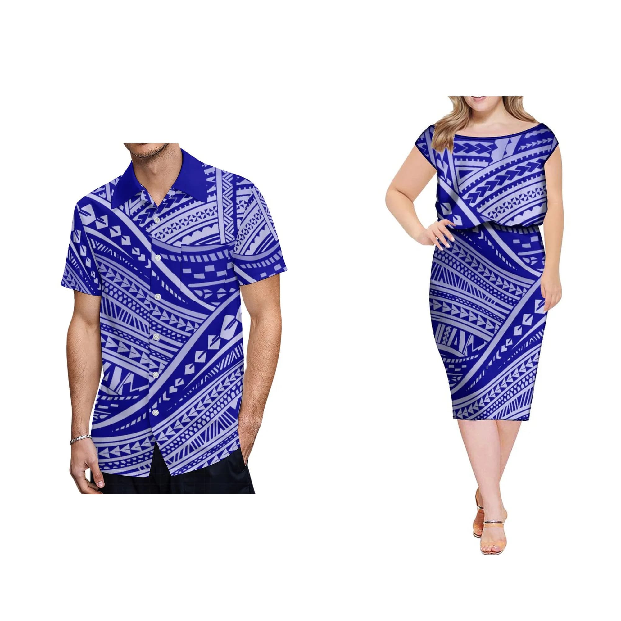 Hot Women'S Fashion Dress Hawaii Midi Party Tight Sexy Dress Polynesian Tribe Pattern Plus Size