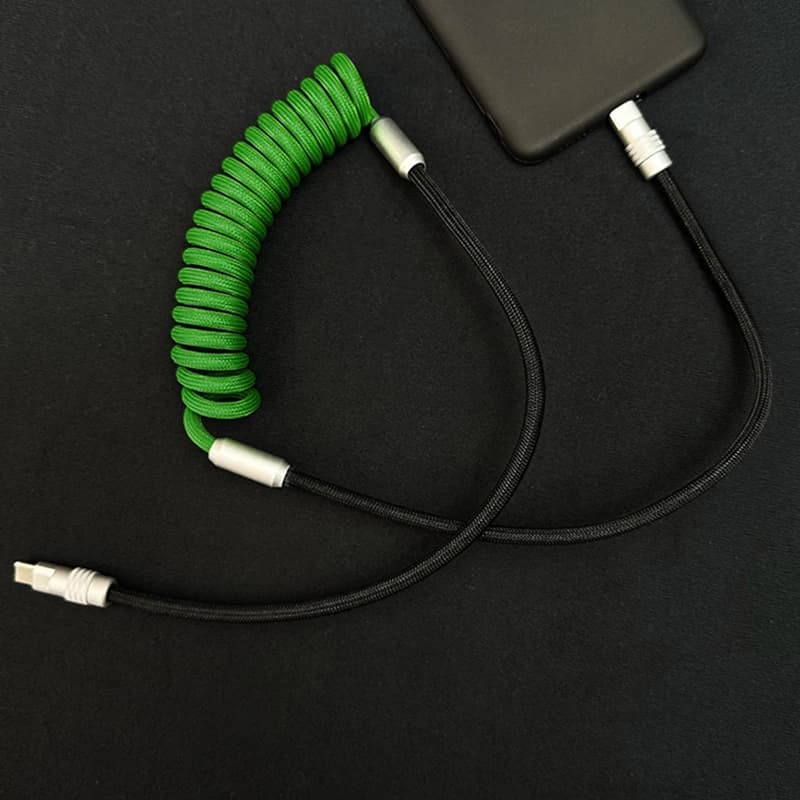 New 100W Spring Spiral Expansion Data Cable Type-C To C Super Fast Charge Cable for Android Samsung Xiaomi Huawei