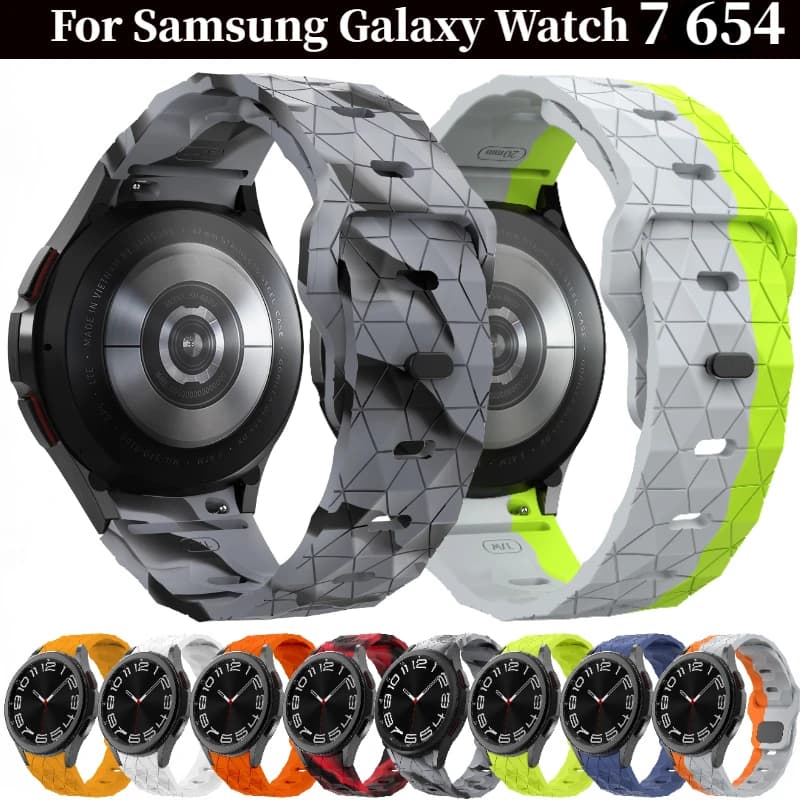Silicone Strap For Samsung Galaxy Watch 7 6 5 4 40mm 44mm Football Pattern Bracelet Wristband For Watch 6 Classic 47mm 46mm Band