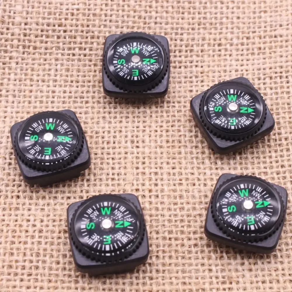 5pcs Black Belt Buckle New Portable 20mm Mini Compass Travel Emergency Compass Outdoor Tool