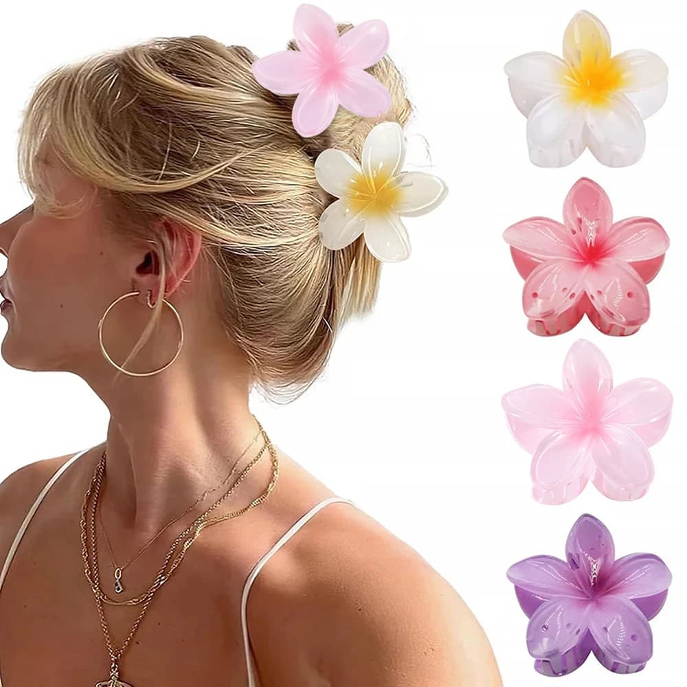 4Pcs Flower Hair Claw Clips for Women Fashion Large Hair Clips Beach Vacation Bohemia Hairpins Girls Hair Accessories